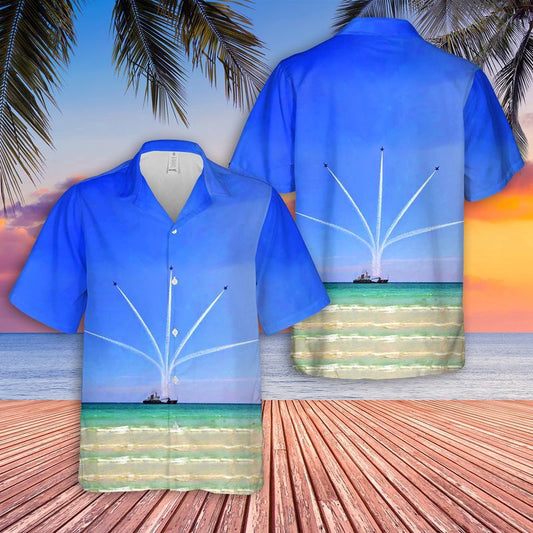 Navy Hawaiian Shirt, Us Navy Blue Angels Show Over Pensacola Beach Pier Hawaiian Shirt, Navy Shirts Mens