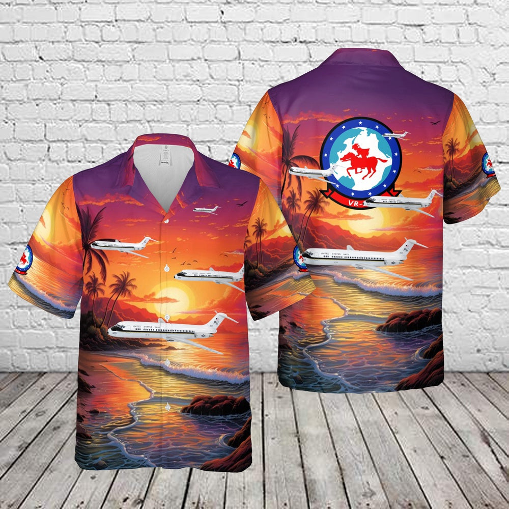 Navy Hawaiian Shirt, Us Navy C-9 Skytrain Ii Vr-55 Minutemen Hawaiian Shirt, Navy Shirts Mens