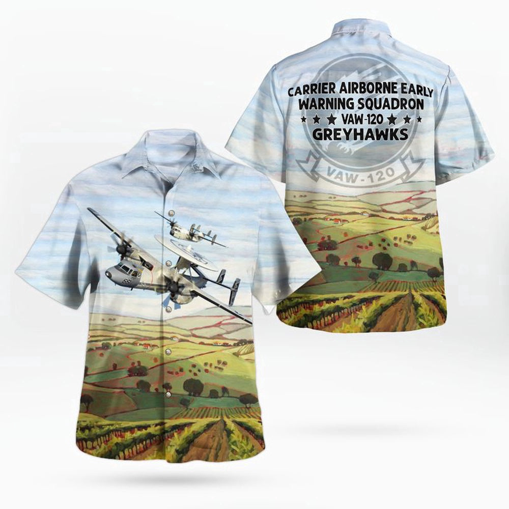 Navy Hawaiian Shirt, Us Navy Carrier Airborne Early Warning Squadron 120 (Vaw-120) Greyhawks E-2 Hawkeye Hawaiian Shirt, Navy Shirts Mens