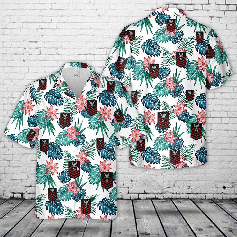 Navy Hawaiian Shirt, Us Navy Chief Boatswain'S Mate Rank Hawaiian Shirt, Navy Shirts Mens