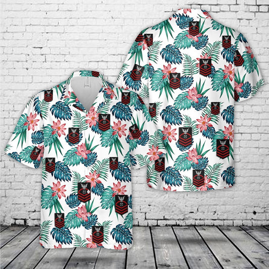 Navy Hawaiian Shirt, Us Navy Chief Boatswain'S Mate Rank Hawaiian Shirt, Navy Shirts Mens