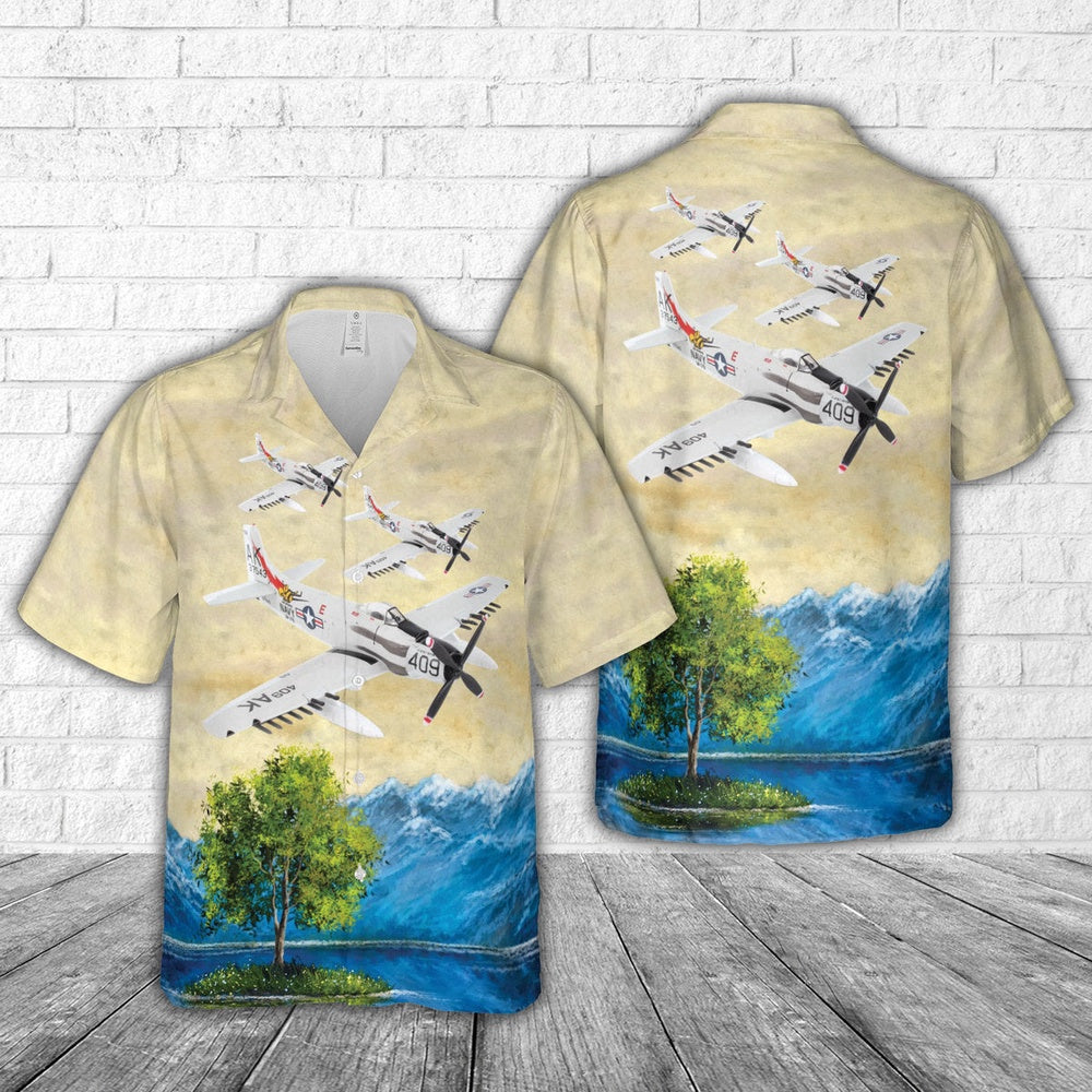 Navy Hawaiian Shirt, Us Navy Douglas A-1 Skyraider Papoose Flight Of Va-176 Hawaiian Shirt, Navy Shirts Mens