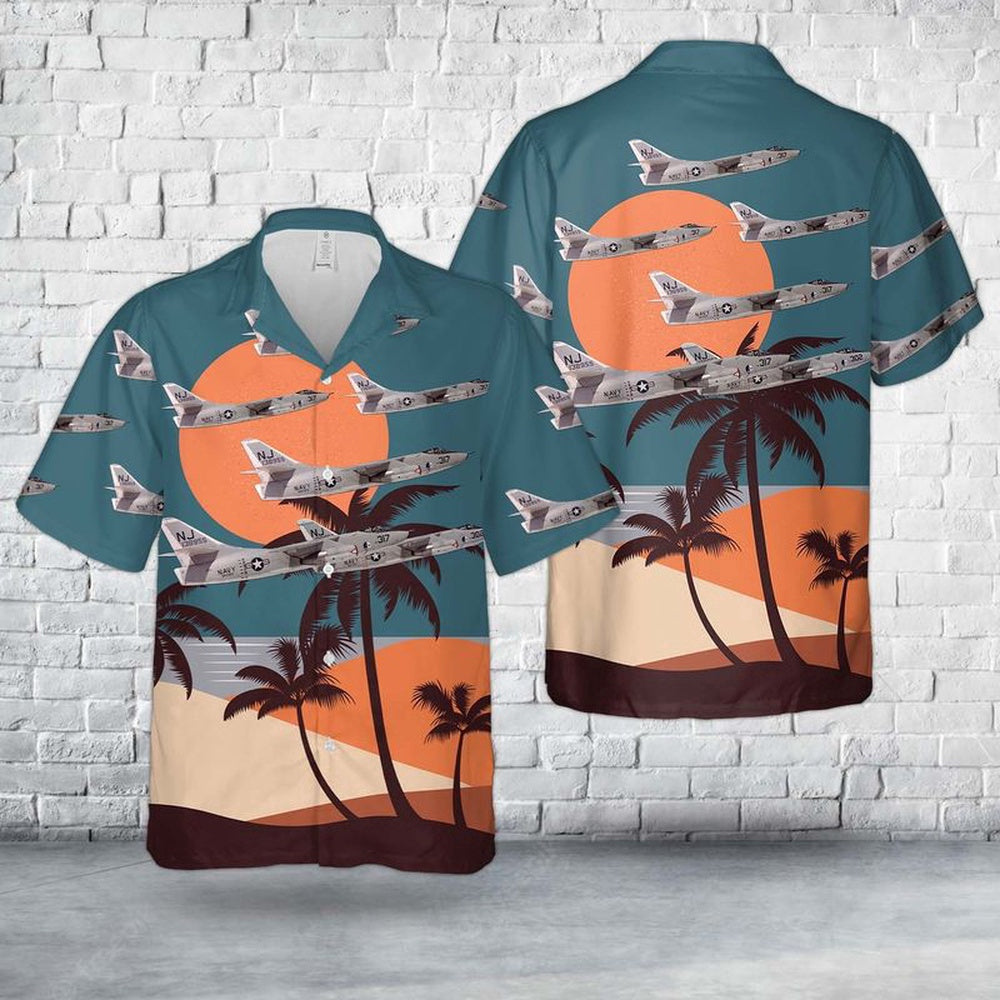 Navy Hawaiian Shirt, Us Navy Douglas A-3B Skywarrior Of Vah-123 Professionals Hawaiian Shirt, Navy Shirts Mens