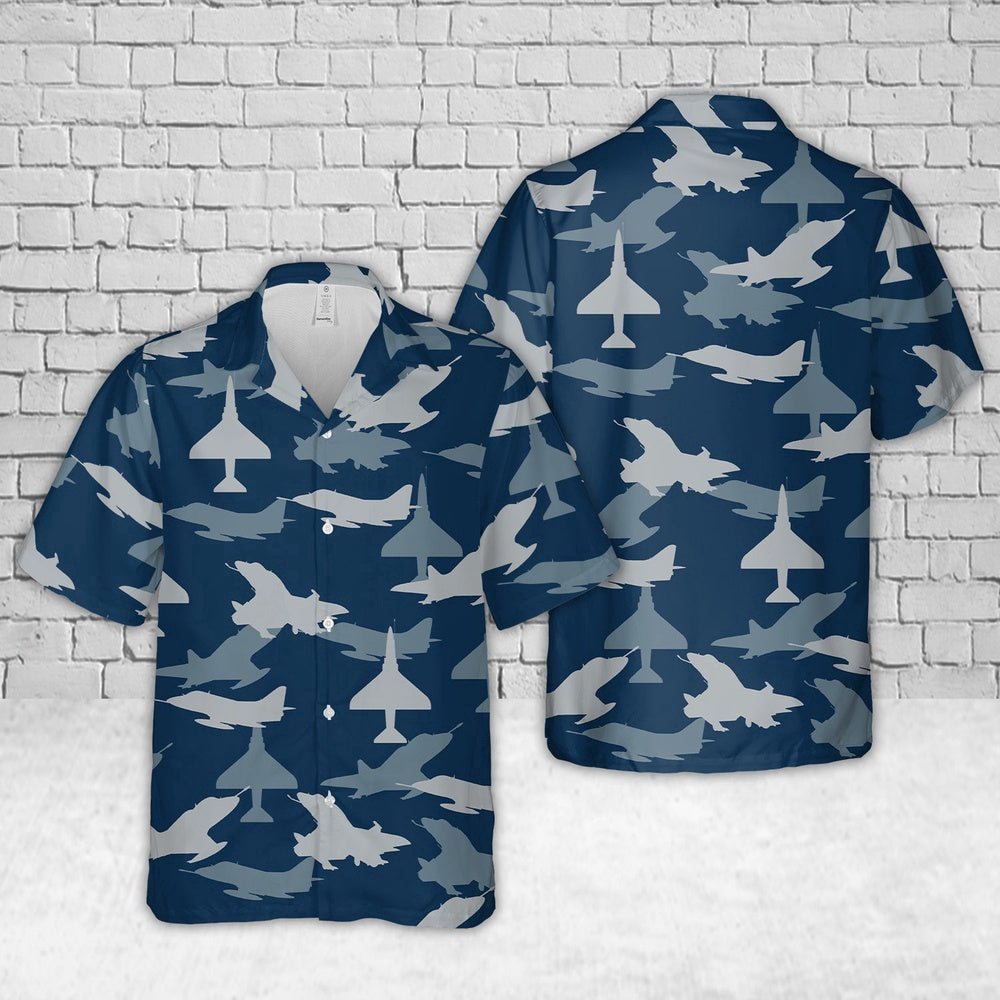 Navy Hawaiian Shirt, Us Navy Douglas A-4 Skyhawk Aircraft Silhouettes Hawaiian Shirt, Navy Shirts Mens