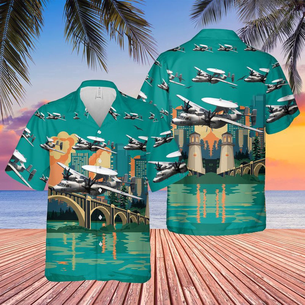 Navy Hawaiian Shirt, Us Navy E-2C Hawkeye Of Vaw-120 Greyhawks Hawaiian Shirt, Navy Shirts Mens