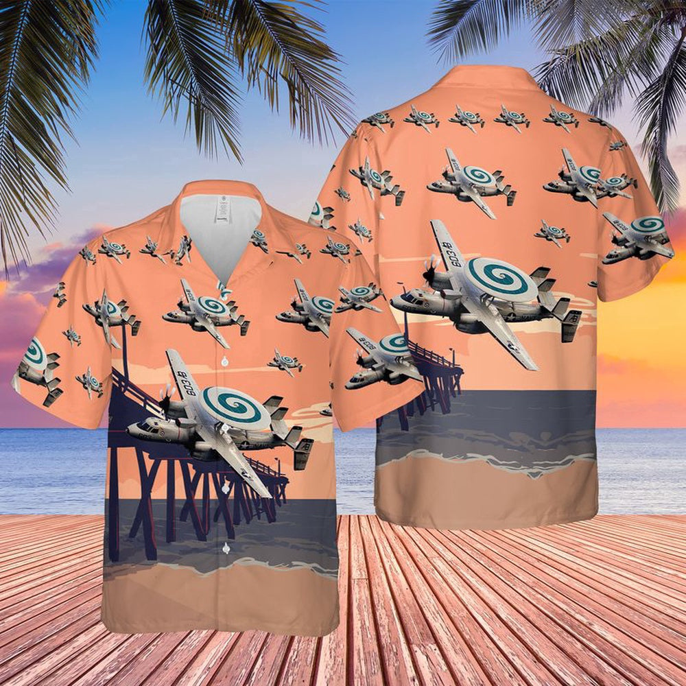 Navy Hawaiian Shirt, Us Navy E-2C Hawkeye Of Vaw-123 Screwtops Hawaiian Shirt, Navy Shirts Mens