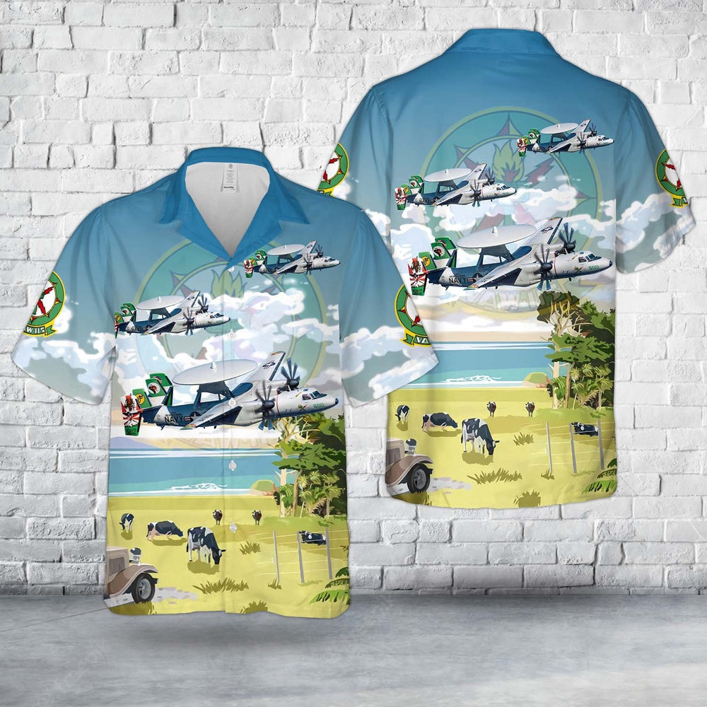 Navy Hawaiian Shirt, Us Navy E-2C Hawkeye Vaw-115 Liberty Bells Hawaiian Shirt, Navy Shirts Mens