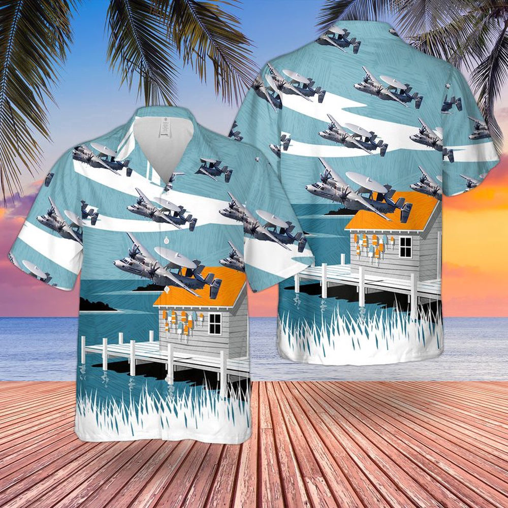 Navy Hawaiian Shirt, Us Navy E-2C Of Vaw-77 Nightwolves Hawaiian Shirt, Navy Shirts Mens