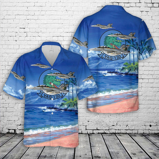 Navy Hawaiian Shirt, Us Navy Electronic Attack Squadron 130 (Vaq-130) Zappers Grumman Ea-18G Growler Hawaiian Shirt, Navy Shirts Mens