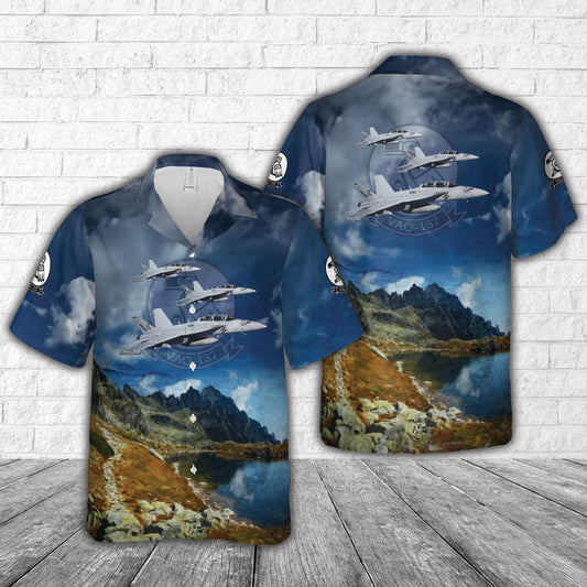 Navy Hawaiian Shirt, Us Navy Electronic Attack Squadron 137 (Vaqron 137) Vaq-137 'Rooks' Ea-18G Growler Hawaiian Shirt, Navy Shirts Mens