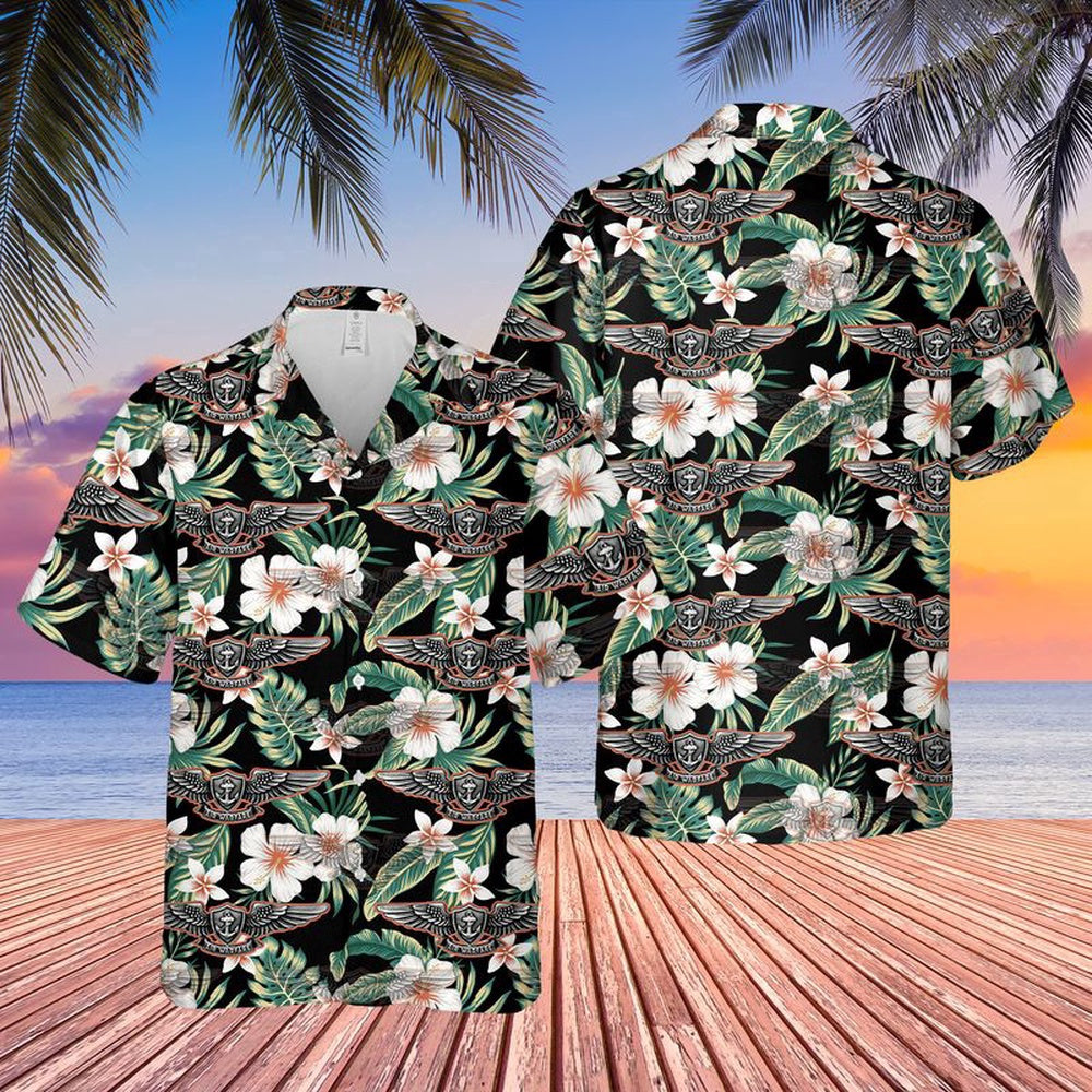 Navy Hawaiian Shirt, Us Navy Enlisted Aviation Warfare Specialist Hawaiian Shirt, Navy Shirts Mens