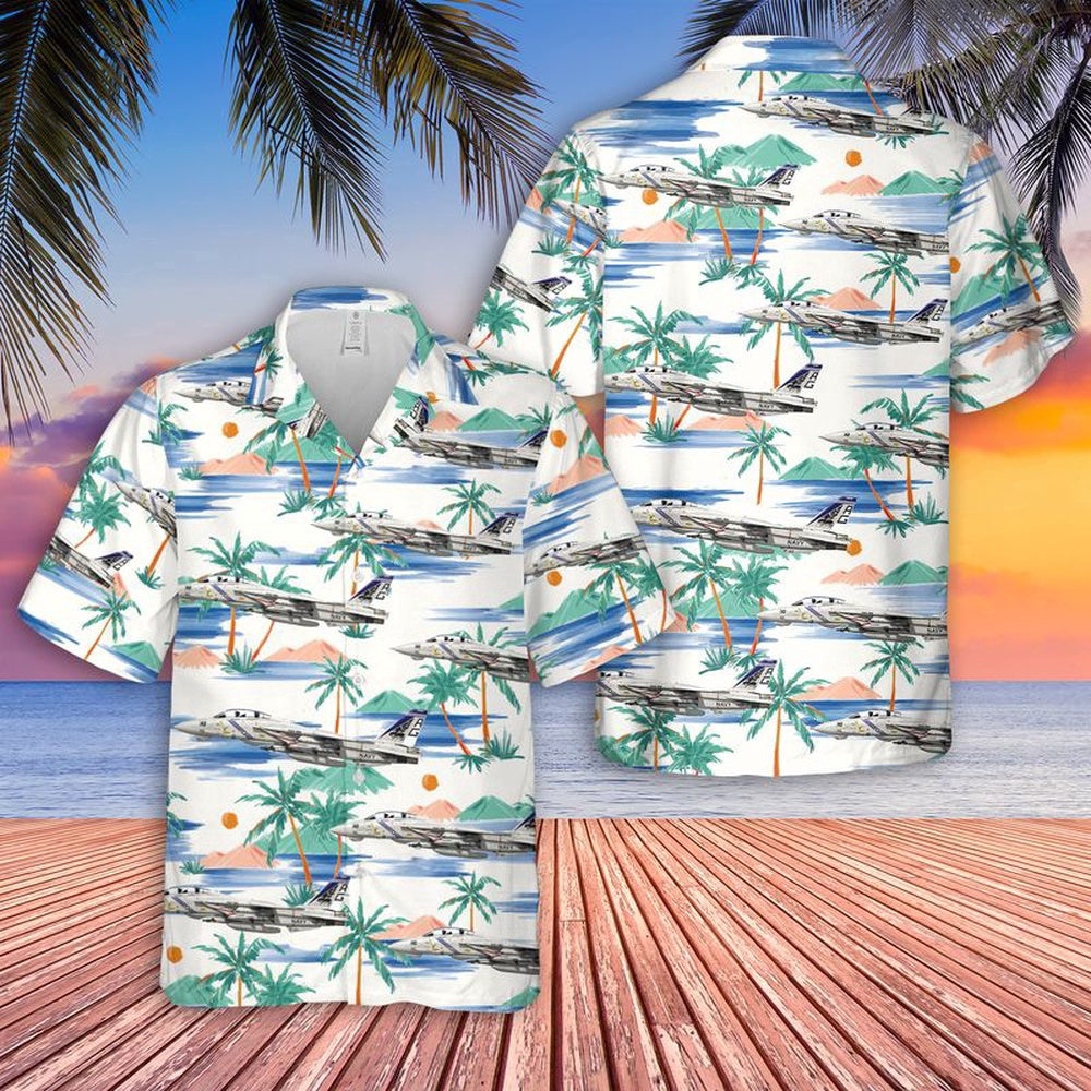 Navy Hawaiian Shirt, Us Navy F-14B Tomcat Of Vfa-143 Pukin Dogs Hawaiian Shirt, Navy Shirts Mens