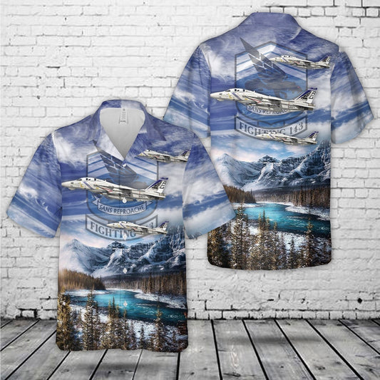 Navy Hawaiian Shirt, Us Navy F-14B Tomcat Of Vfa-143 ''Pukin Dogs'' Hawaiian Shirt, Navy Shirts Mens