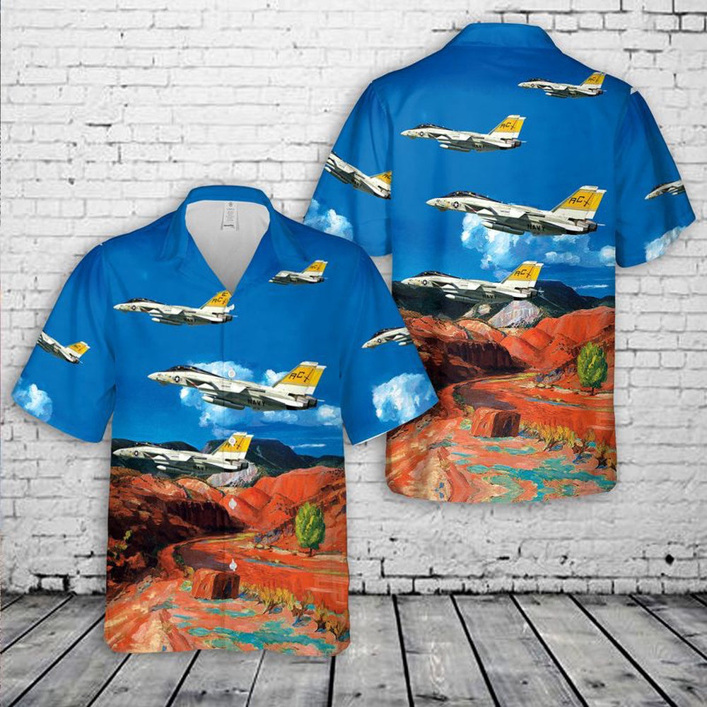 Navy Hawaiian Shirt, Us Navy F-14B Tomcat Vf-32 Swordsmen Hawaiian Shirt, Navy Shirts Mens