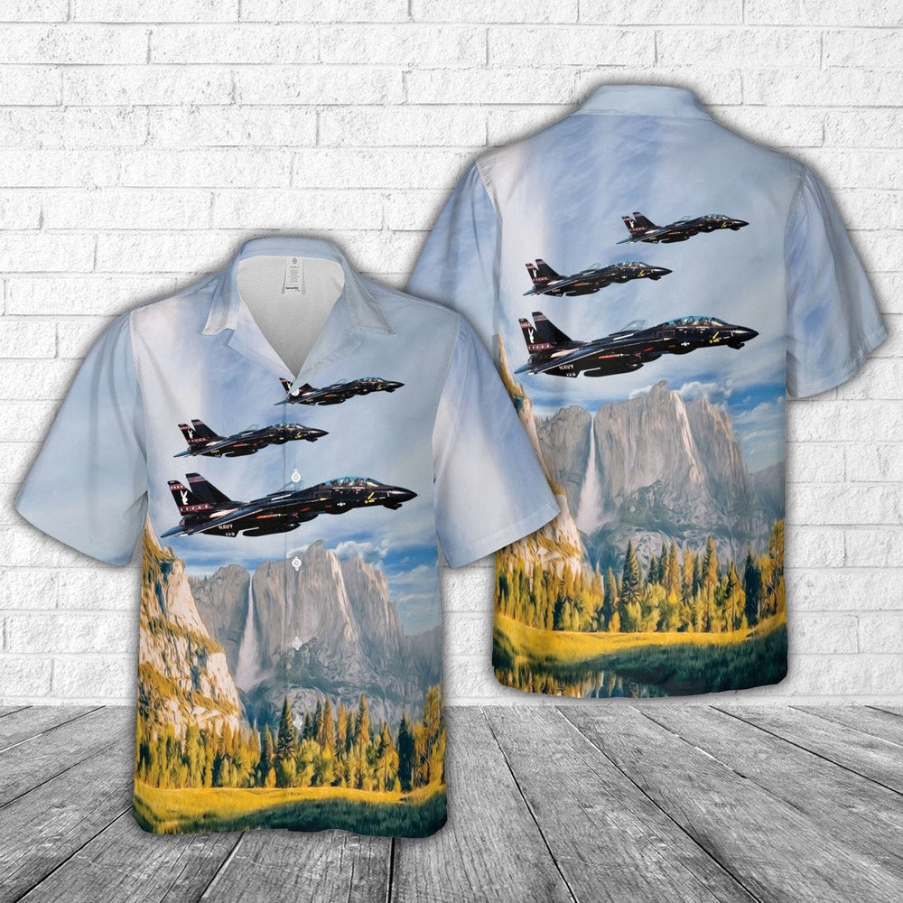 Navy Hawaiian Shirt, Us Navy F-14D Tomcat Vx-9 The Vampires Hawaiian Shirt, Navy Shirts Mens
