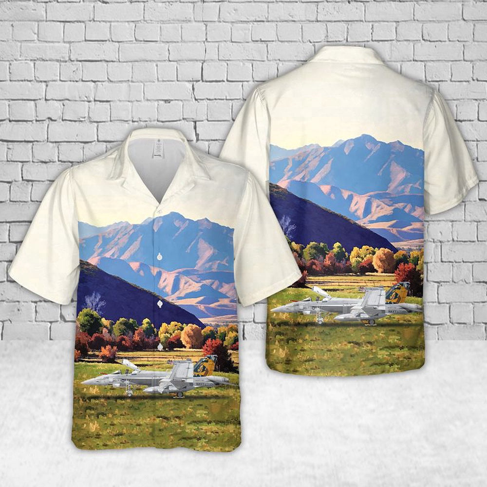 Navy Hawaiian Shirt, Us Navy F-18C-43-Mc Hornet Of Strike Fighter Squadron 192 (Vfa-192) World Famous Golden Dragons Hawaiian Shirt, Navy Shirts Mens