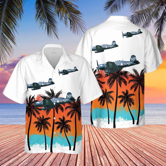 Navy Hawaiian Shirt, Us Navy F4U-5Nl Corsair Hawaiian Shirt, Navy Shirts Mens