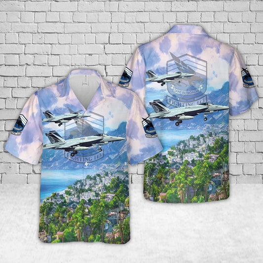 Navy Hawaiian Shirt, Us Navy Fa-18E Super Hornet Of Vfa-143 Pukin Dogs Hawaiian Shirt, Navy Shirts Mens