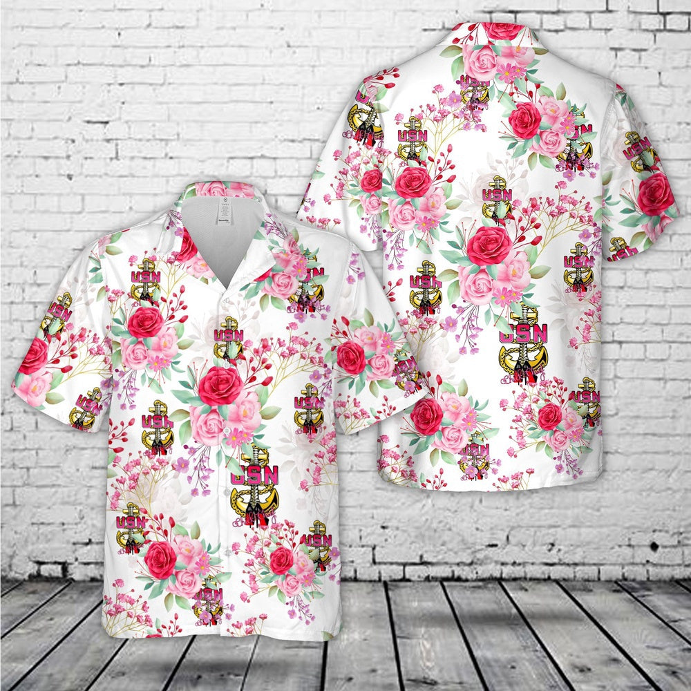 Navy Hawaiian Shirt, Us Navy Female Chick Chief Cpo Pink 1 Hawaiian Shirt, Navy Shirts Mens
