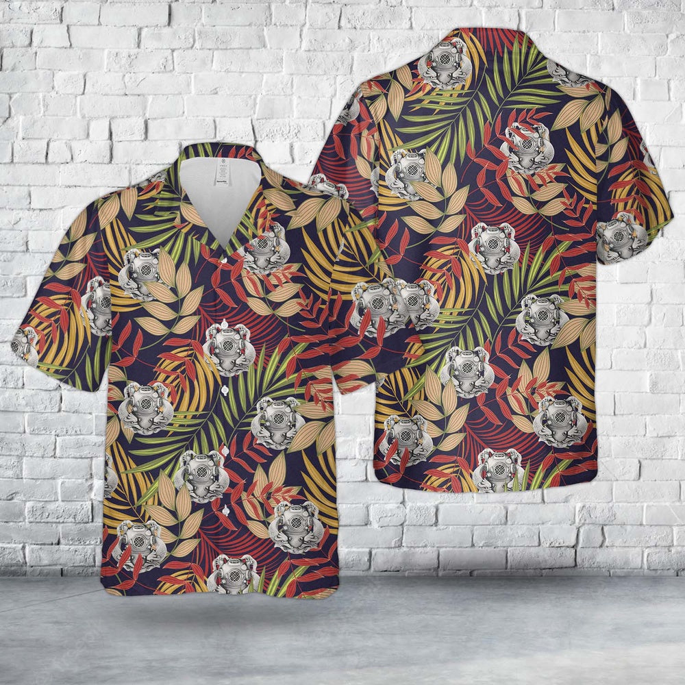 Navy Hawaiian Shirt, Us Navy First Class Diver Hawaiian Shirt, Navy Shirts Mens