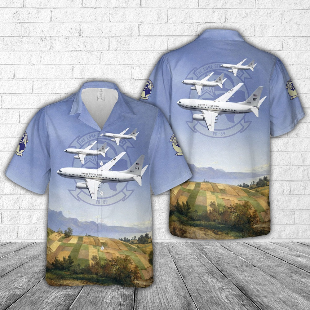 Navy Hawaiian Shirt, Us Navy Fleet Logistics Support Squadron 59 (Vr-59) The Lone Star Express C-40A Clipper Hawaiian Shirt, Navy Shirts Mens