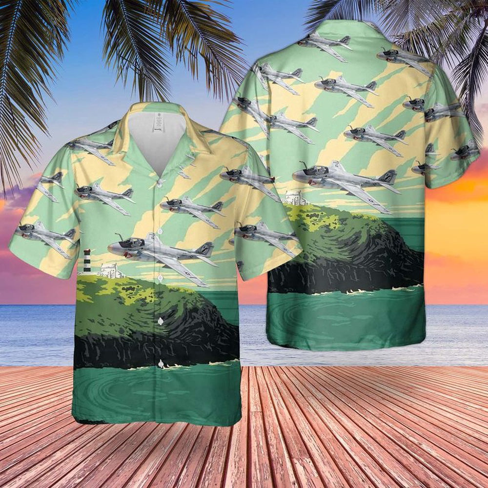 Navy Hawaiian Shirt, Us Navy Grumman A-6E Intruder Hawaiian Shirt, Navy Shirts Mens
