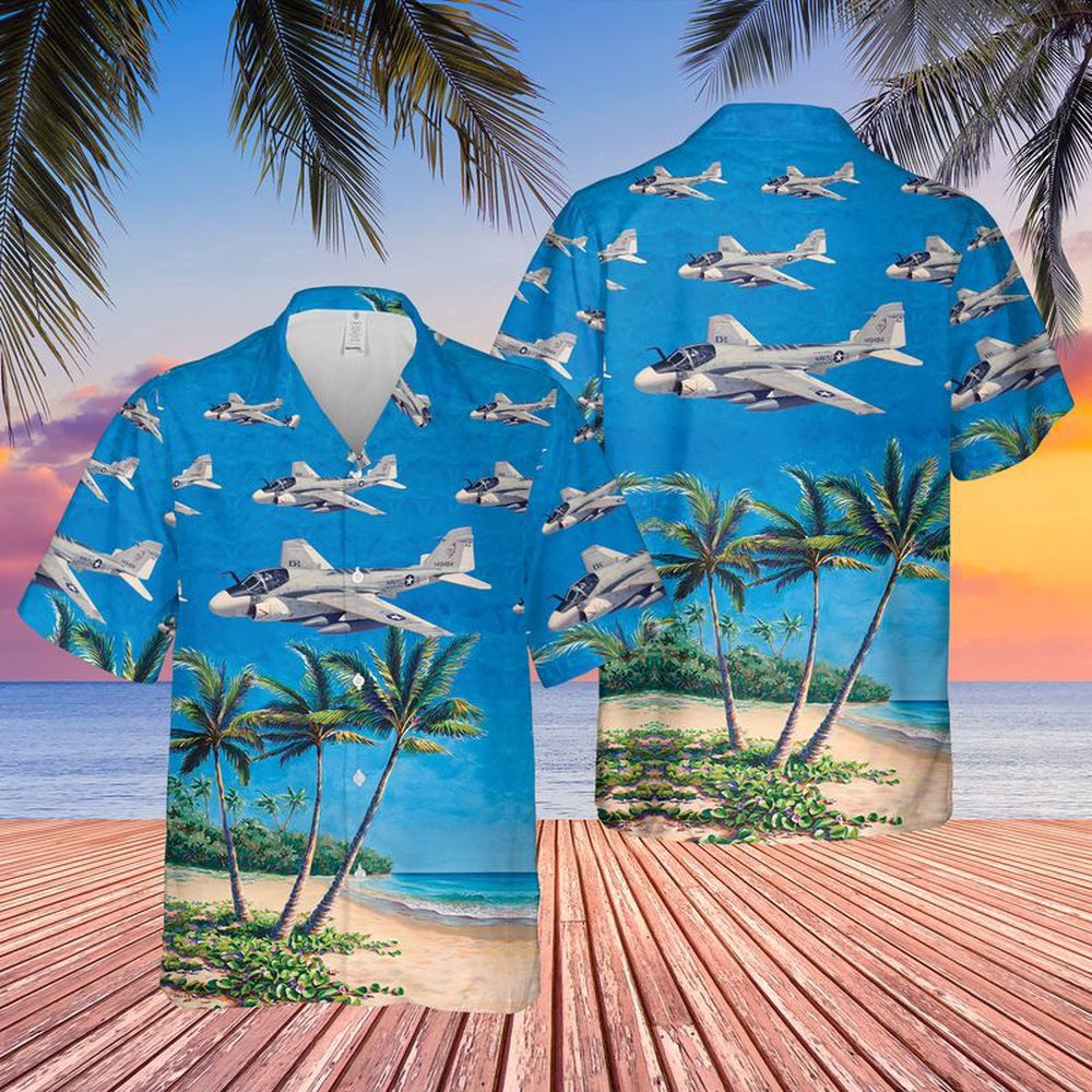 Navy Hawaiian Shirt, Us Navy Grumman A-6 Intruder Hawaiian Shirt, Navy Shirts Mens