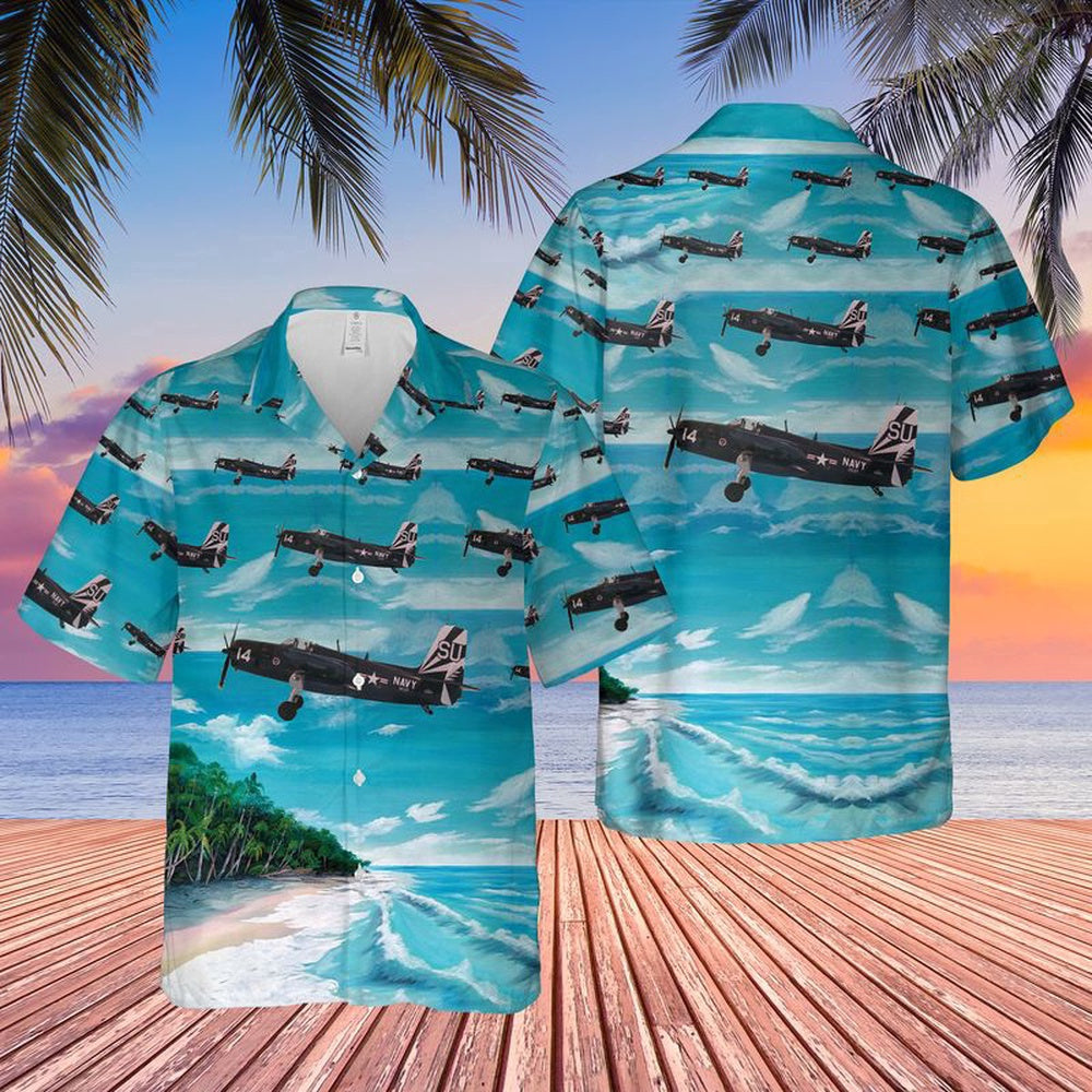 Navy Hawaiian Shirt, Us Navy Grumman Af-2 Guardian Of Vs-37 Hawaiian Shirt, Navy Shirts Mens