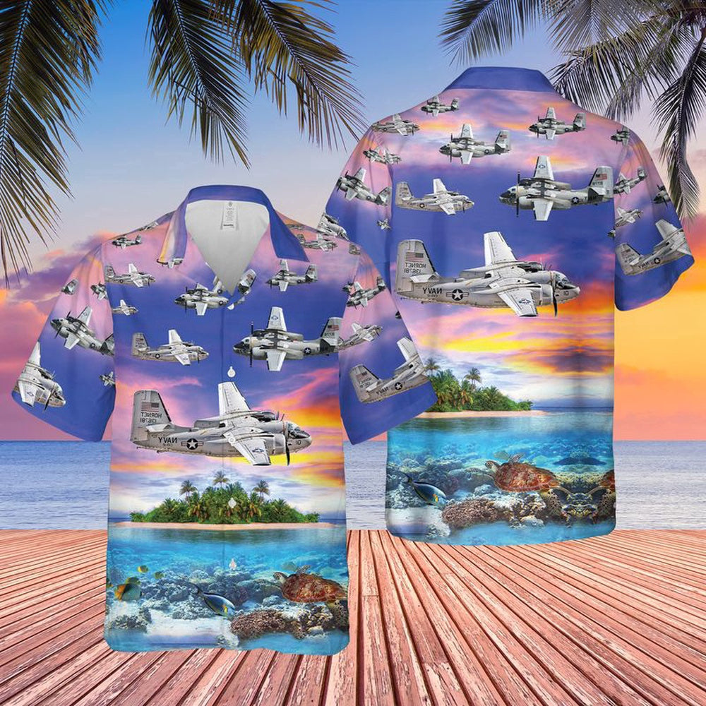 Navy Hawaiian Shirt, Us Navy Grumman C-1 Trader Cod Vrc-50 Hawaiian Shirt, Navy Shirts Mens