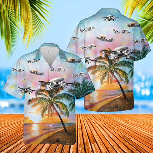 Navy Hawaiian Shirt, Us Navy Grumman E-1 Tracer Hawaiian Shirt, Navy Shirts Mens