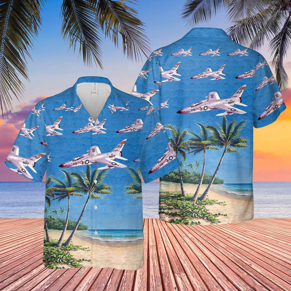 Navy Hawaiian Shirt, Us Navy Grumman F-11A Tiger Hawaiian Shirt, Navy Shirts Mens
