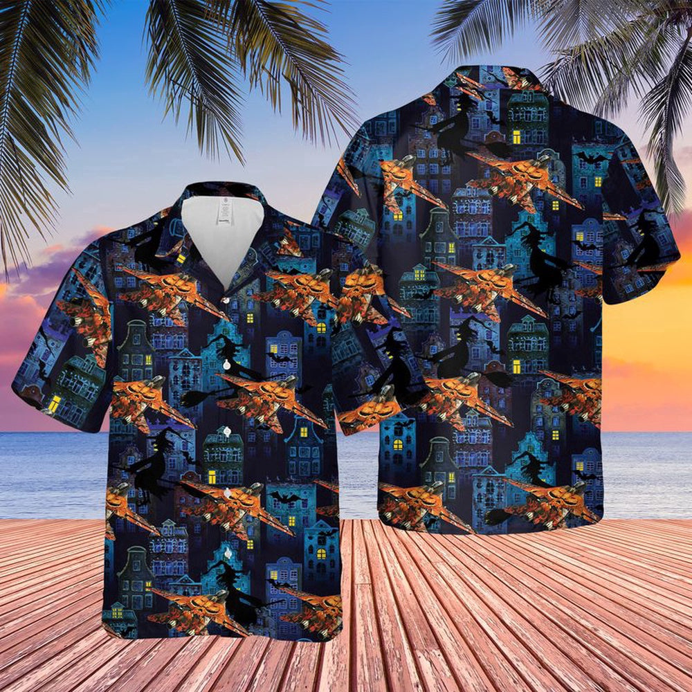 Navy Hawaiian Shirt, Us Navy Grumman F-14 Tomcat Halloween Hawaiian Shirt, Navy Shirts Mens