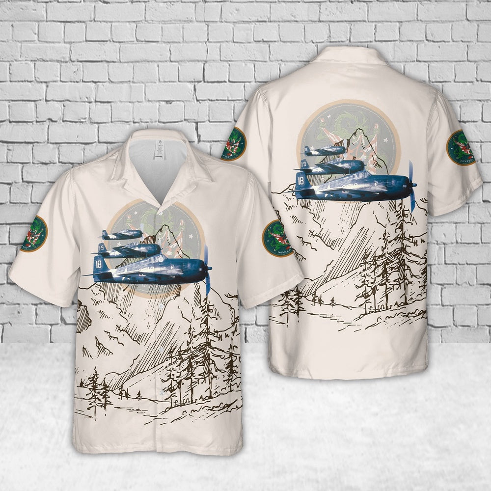 Navy Hawaiian Shirt, Us Navy Grumman F6F-3 Hellcat Vf-2 Rippers In Wwii Hawaiian Shirt, Navy Shirts Mens