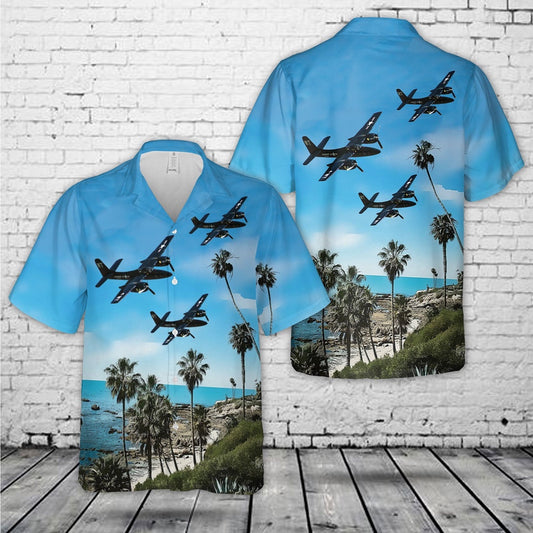 Navy Hawaiian Shirt, Us Navy Grumman F7F-3P Tigercat Hawaiian Shirt, Navy Shirts Mens