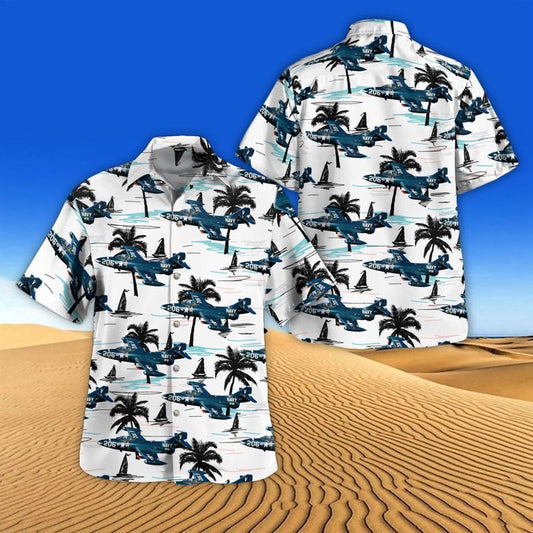 Navy Hawaiian Shirt, Us Navy Grumman F9F Panther Hawaiian Shirt, Navy Shirts Mens