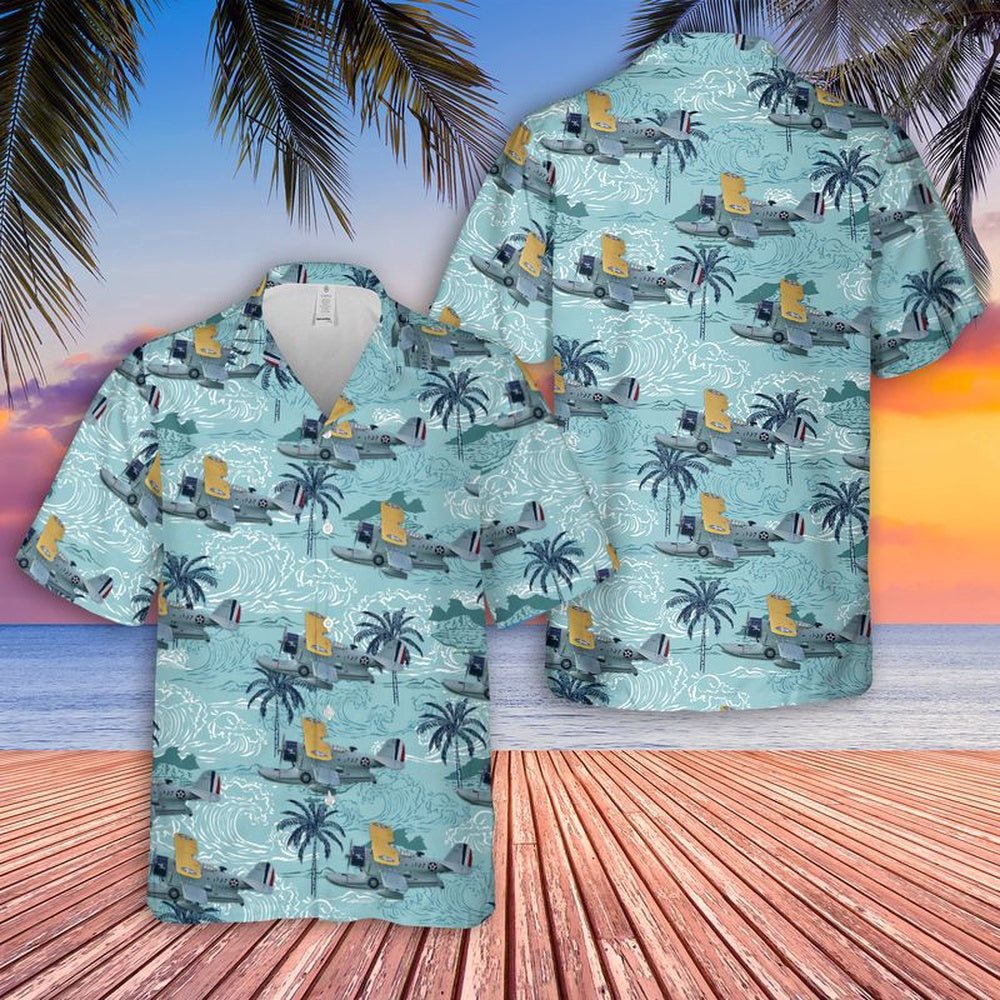 Navy Hawaiian Shirt, Us Navy Grumman J2F Duck Hawaiian Shirt, Navy Shirts Mens