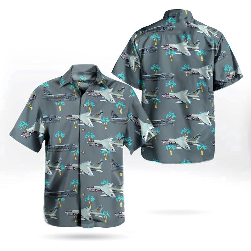 Navy Hawaiian Shirt, Us Navy Historical Aircraft Ltv A-7 Corsair Ii Hawaiian Shirt, Navy Shirts Mens