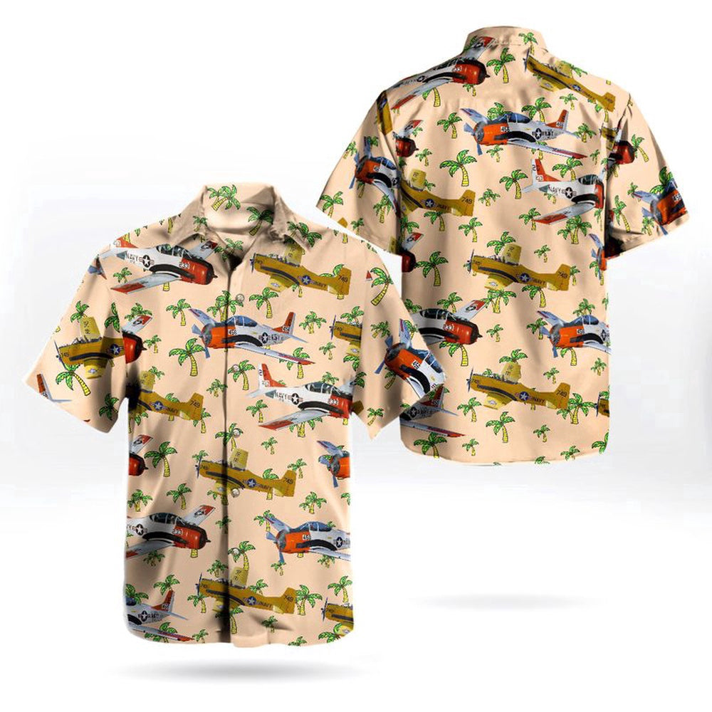 Navy Hawaiian Shirt, Us Navy Historical Aircraft North American T-28 Trojan Hawaiian Shirt, Navy Shirts Mens