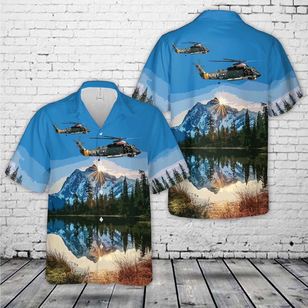 Navy Hawaiian Shirt, Us Navy Kaman Sh-2F Seasprite Of Hsl-33 Seasnakes Hawaiian Shirt, Navy Shirts Mens