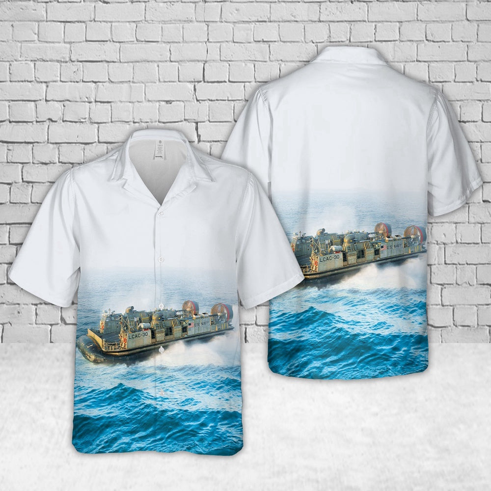 Navy Hawaiian Shirt, Us Navy Landing Craft Air Cushion Lcac-30 Hawaiian Shirt, Navy Shirts Mens