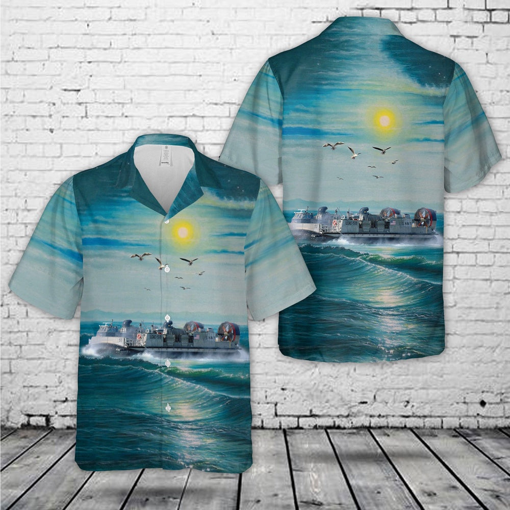 Navy Hawaiian Shirt, Us Navy Landing Craft Air Cushion Lcac-50 Hawaiian Shirt, Navy Shirts Mens