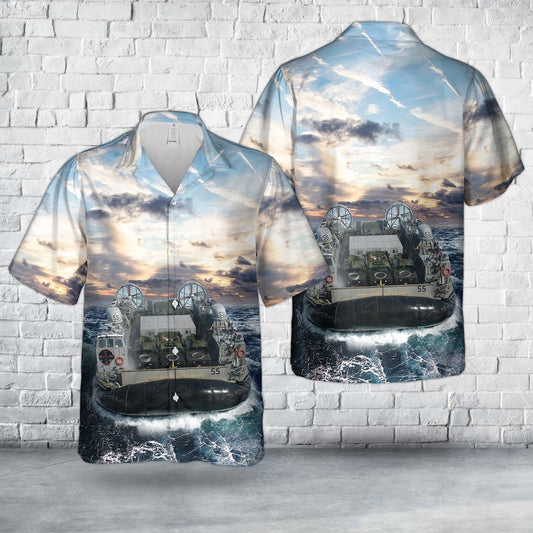 Navy Hawaiian Shirt, Us Navy Landing Craft Air Cushion Lcac-55 Hawaiian Shirt, Navy Shirts Mens