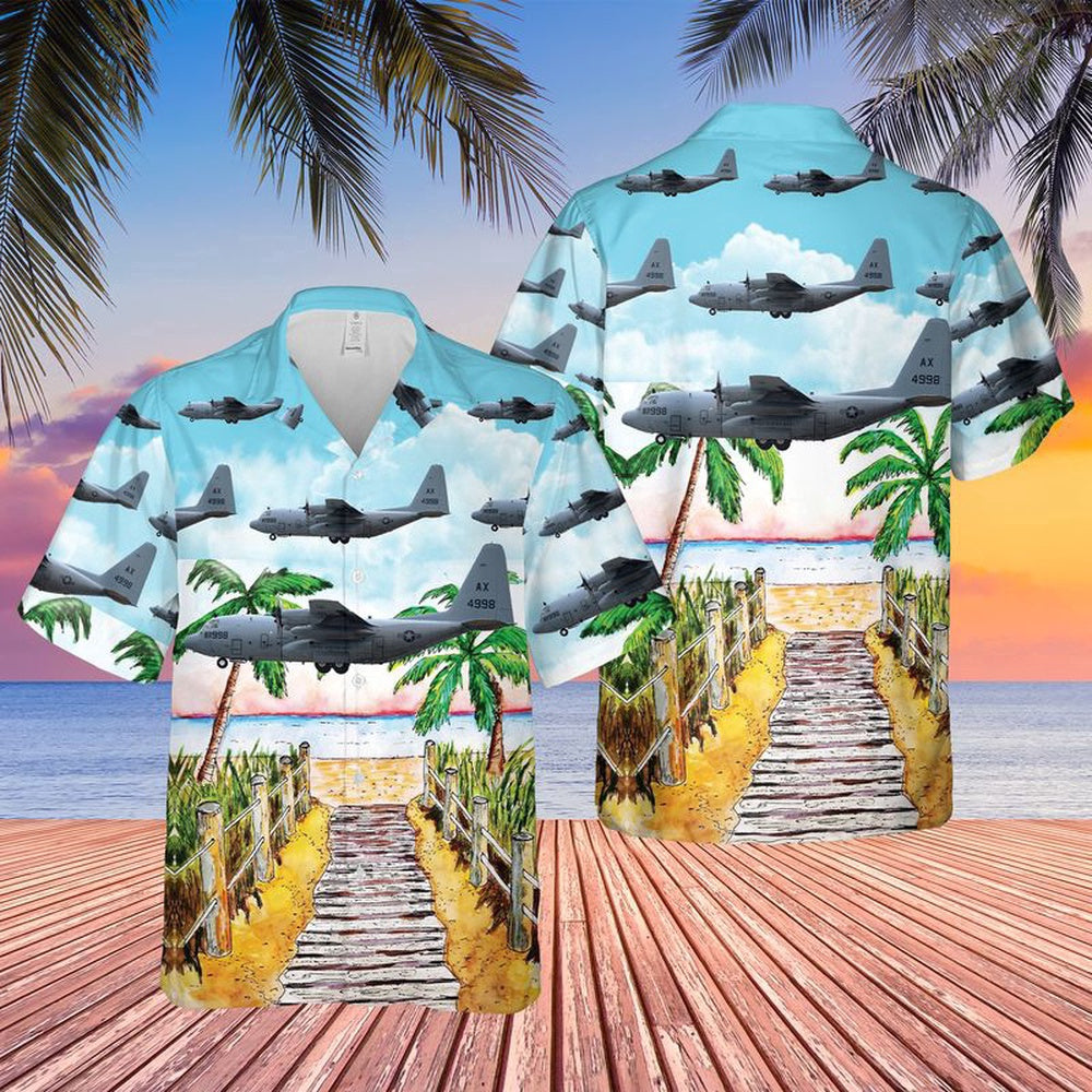 Navy Hawaiian Shirt, Us Navy Lockheed C-130T Hercules Hawaiian Shirt, Navy Shirts Mens