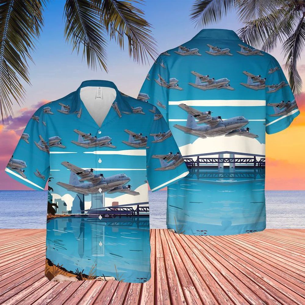 Navy Hawaiian Shirt, Us Navy Lockheed C-130T Hercules Of Vr-62 Nomads Hawaiian Shirt, Navy Shirts Mens