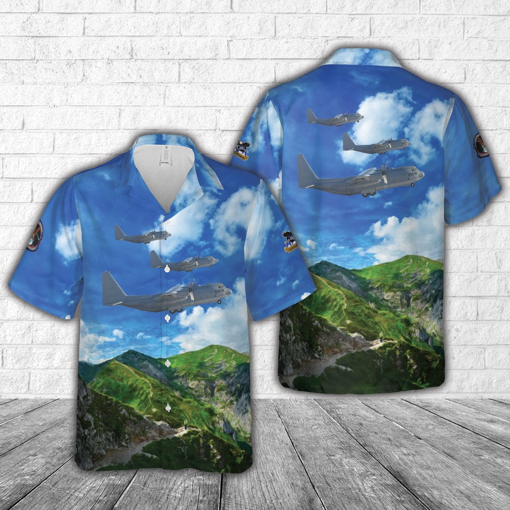 Navy Hawaiian Shirt, Us Navy Lockheed Kc-130T Hercules - Vr-53 'Capital Express' Hawaiian Shirt, Navy Shirts Mens