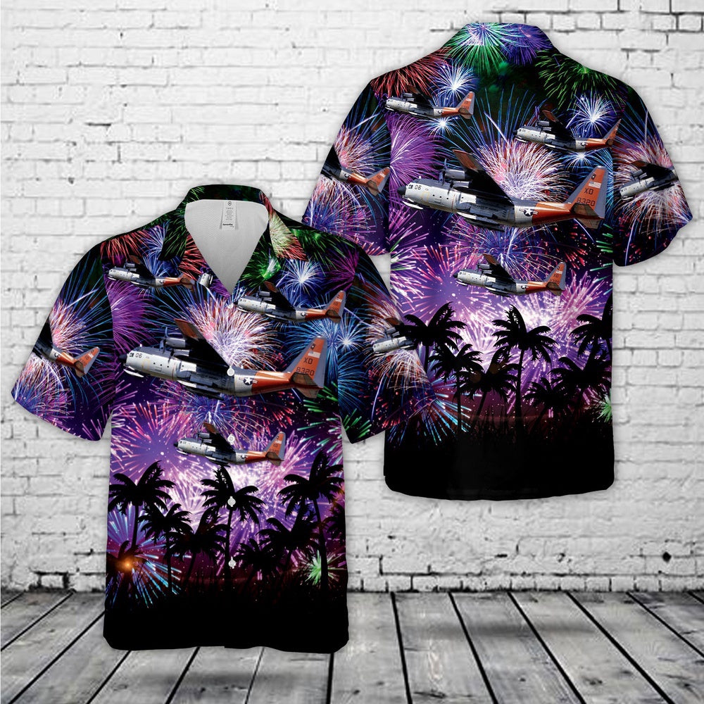 Navy Hawaiian Shirt, Us Navy Lockheed Lc-130F Hercules (L-282), 4Th Of July Hawaiian Shirt, Navy Shirts Mens