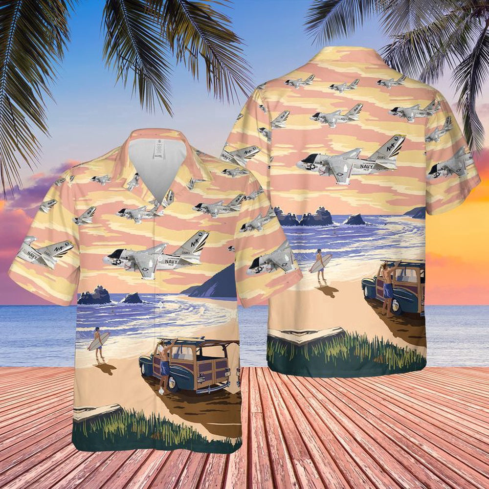 Navy Hawaiian Shirt, Us Navy Lockheed S-3 Viking Of Vs-37 Hawaiian Shirt, Navy Shirts Mens
