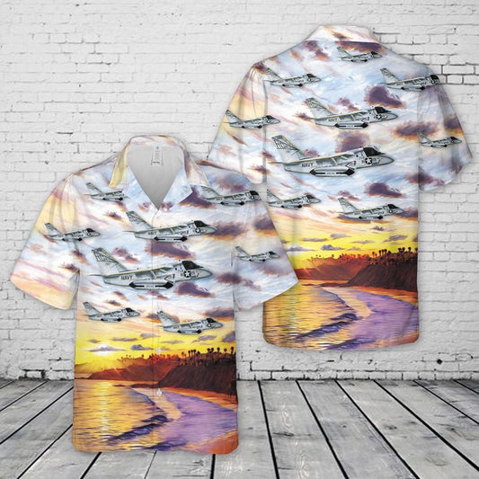 Navy Hawaiian Shirt, Us Navy Lockheed Us-3A Viking Of Vrc-50 Hawaiian Shirt, Navy Shirts Mens