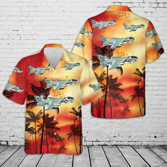 Navy Hawaiian Shirt, Us Navy Ltv A-7E Corsair Ii Of Va-195 Dambusters Hawaiian Shirt, Navy Shirts Mens
