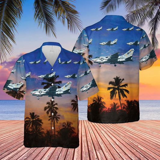 Navy Hawaiian Shirt, Us Navy Ltv A-7E Corsair Ii Of Va-56 Champions Hawaiian Shirt, Navy Shirts Mens